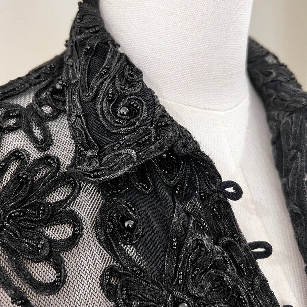 Vintage Cache (L) Statement Button Up Top Goth Drama Glam Mob Wife Couture Bead - Picture 9 of 12